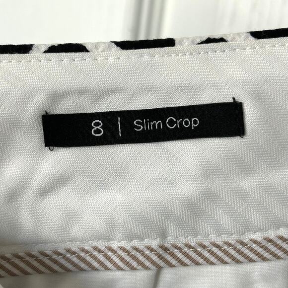 Talbots Wms 8 Slim Crop Black White Animal Print Ankle Pants Stretch Cotton - Picture 4 of 10